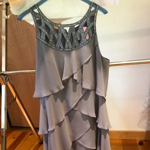 S.L. Fashions Gray Tulip Tiered Dress